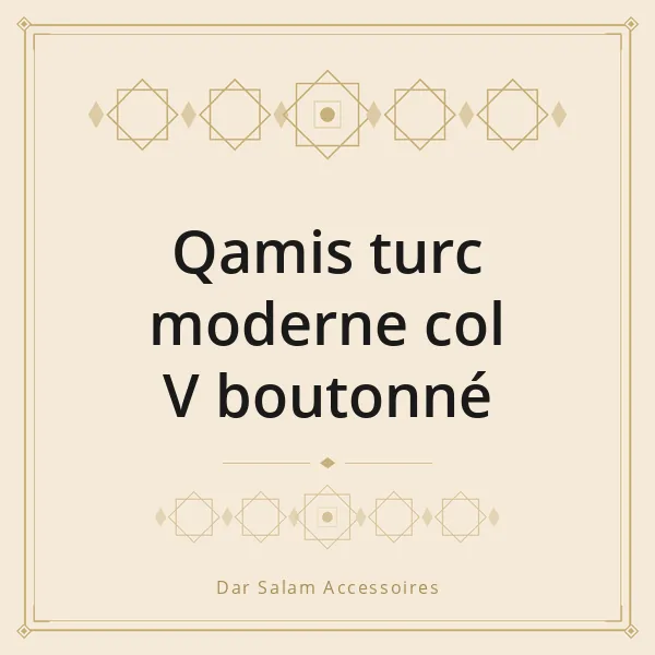 Qamis turc moderne col V boutonné