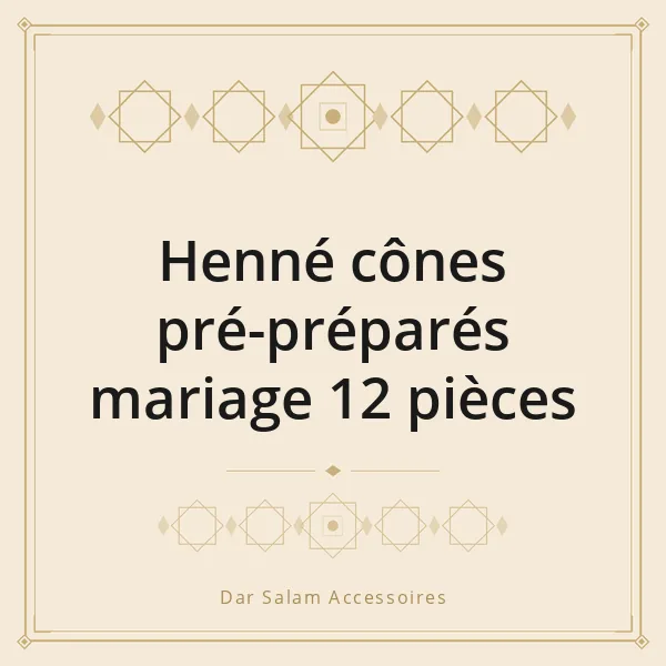 Henné cônes pré-préparés mariage 12 pièces